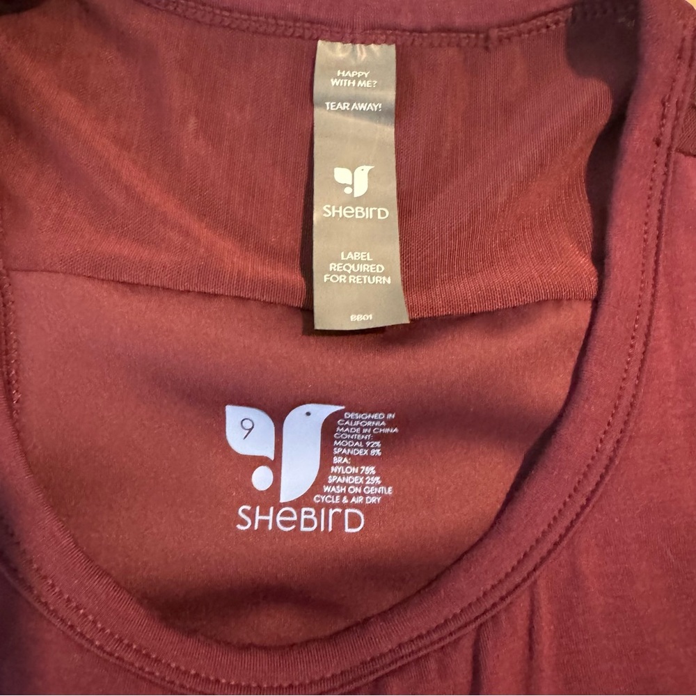 SHEBIRD Freedom Racerback TANK Top Built-In Bra Maroon size 9 (XXXL) Athletic - Picture 3 of 9